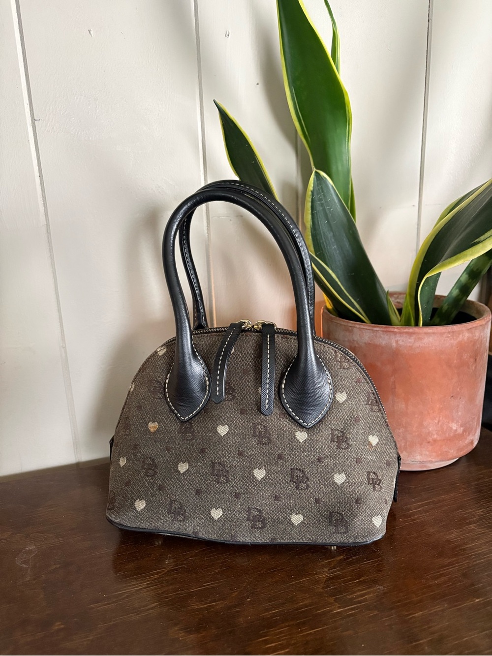 Vintage Dooney & Bourke Heart Mini Domed Satchel
